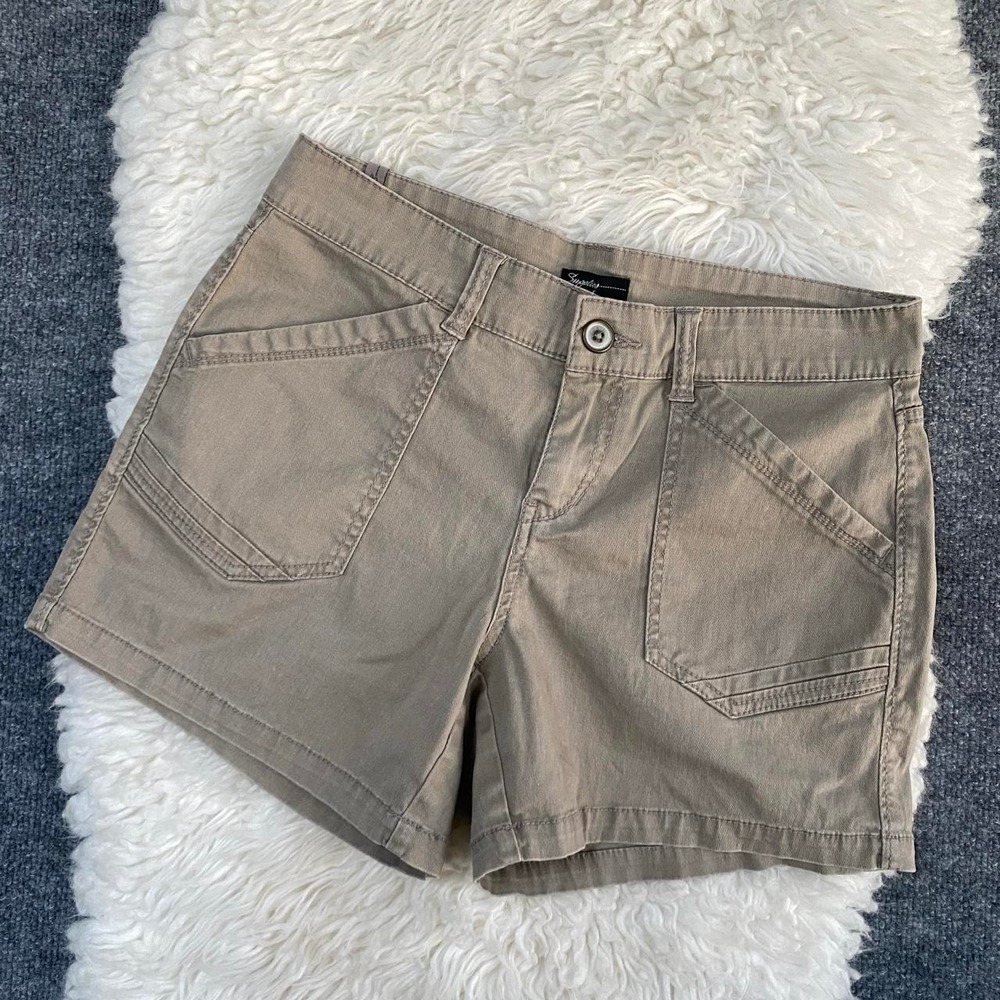 SUPPLIES KHAKI TAN CARGO UTILITY SHORTS POCKETS Y2K BOHO CHIC OUTDOOR GRANOLA